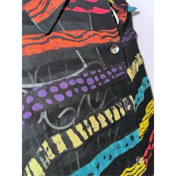 GREAT CONDITION WOMEN Chicos-Vintage Chico’s Sheer Striped Animal Print Multicol - Picture 9 of 13